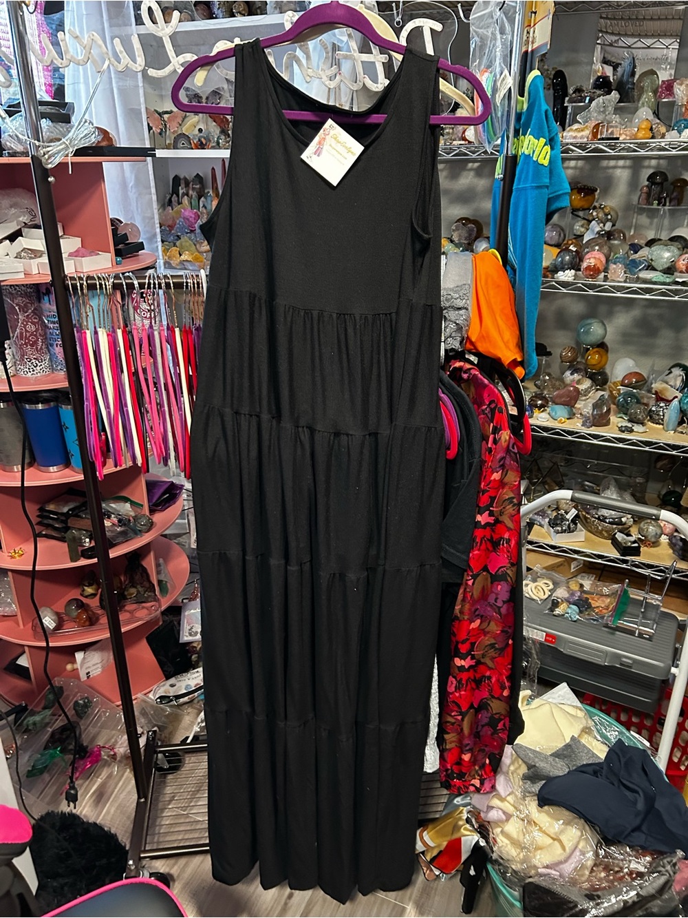 Source Unknown Black Sleeveless Tiered Maxi Dress